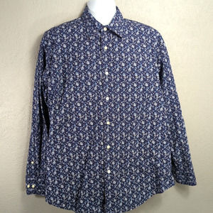 Nautica Shirt Mens Large L Blue Long Sleeve Button Front Dress Casual